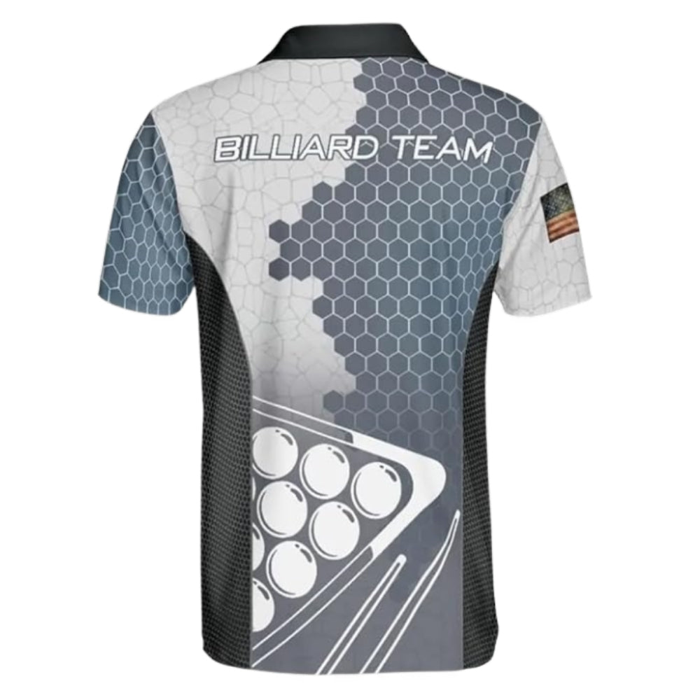 Custom Team Blue And White Billiard Polo Shirts For Mens, Custom Billiard Shirts BIZ0234