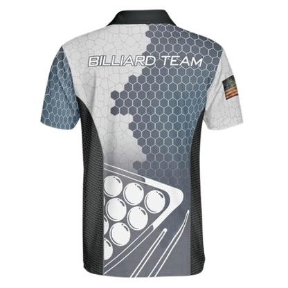 Custom Team Blue And White Billiard Polo Shirts For Mens, Custom Billiard Shirts BIZ0234