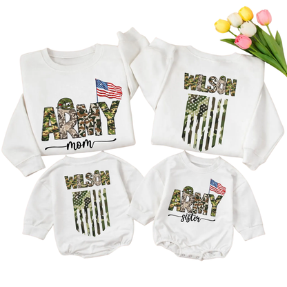 Custom Army Mom Camo Sweatshirt Family Matching, Custom Military Family Sweatshirt ET1707