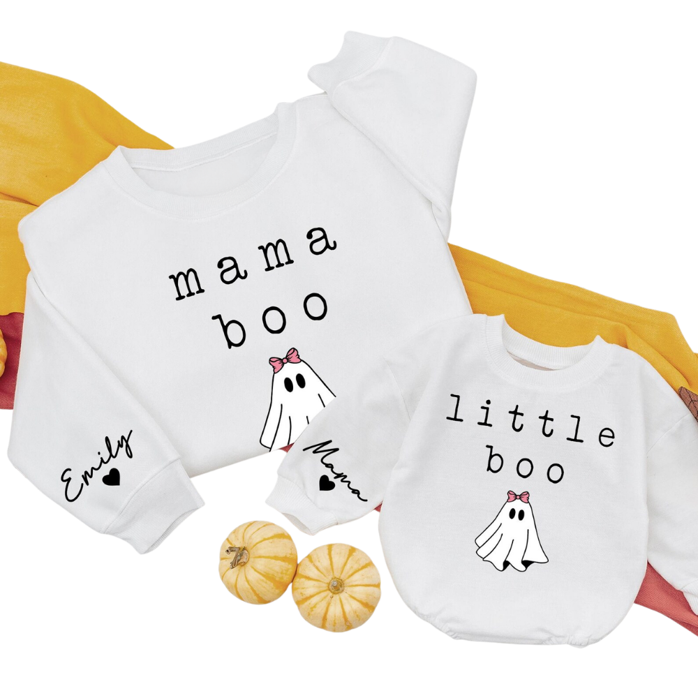 Personalized Mama Boo & Little Boo Matching Sweatshirt, Custom Halloween Mommy And Me Sweatshirts ET1425
