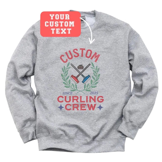 Custom Curling Crew Sweatshirt, Personalized Curling Team Sweaters 2D0962