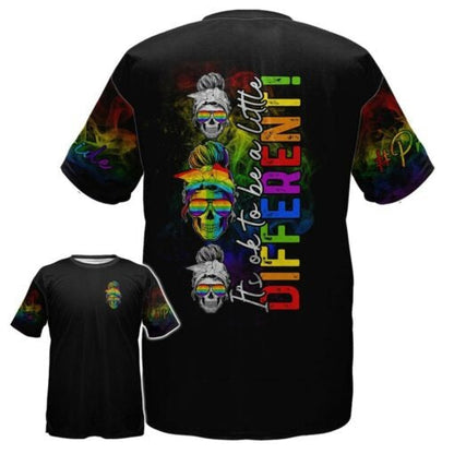 Pride 3D All Over Print T Shirt For Lgbt It’s Ok To Be Different Skeleton LGBT Gift For Her LGBT Gift For Him LO0935