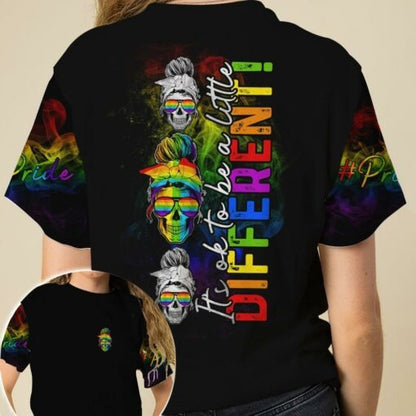 Pride 3D All Over Print T Shirt For Lgbt It’s Ok To Be Different Skeleton LGBT Gift For Her LGBT Gift For Him LO0935