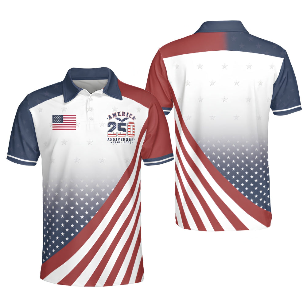 250th Anniversary USA Flag Matching Golf Shirts For Men And Women, 4th Of July Golf Shirts For Couple GE0418