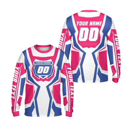 Custom Red And White Dirt Bike Long Sleeve Jersey Shirts For Men, Custom Dirt Bike Jerseys ME0047