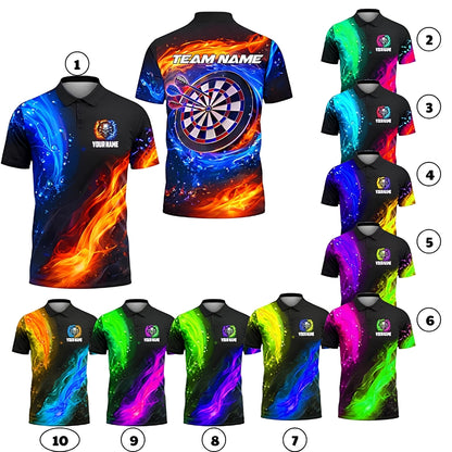 Custom Team Blue Orange Lightning Darts Men Polo Shirt, Custom Darts Shirts DZ0087