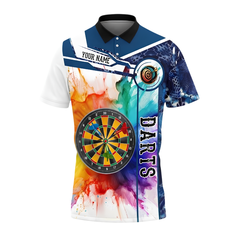 Custom Team Colorful Spash Dart Polo Shirt Men, Custom Darts Shirt DZ0174