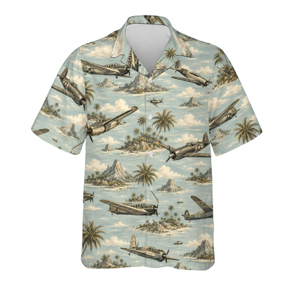WWII Fighter Tropical Hawaiian Shirt For Men, Aircraft Hawaiian Shirt For Veteran HE0615