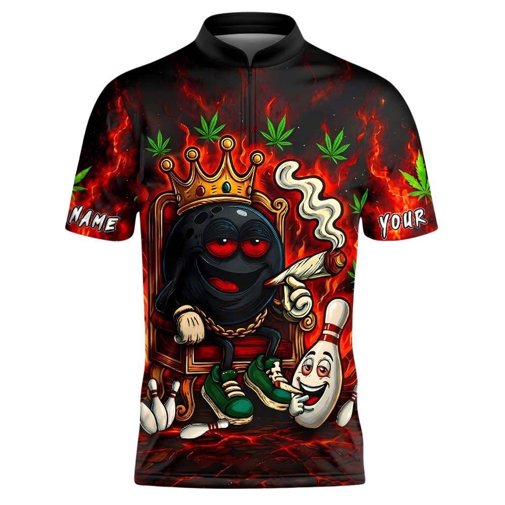 Custom Funny Smoking Ball Men's Flame Bowling Jersey, Custom Funny Bowling Shirt For Team BZ1027