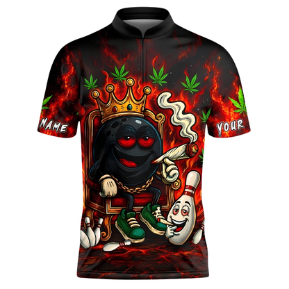 Custom Funny Smoking Ball Men's Flame Bowling Jersey, Custom Funny Bowling Shirt For Team BZ1027