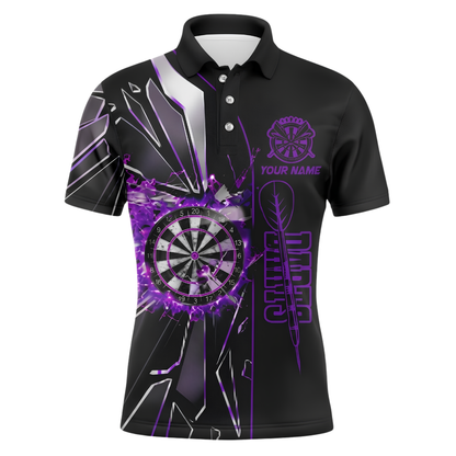 Custom Team Break Glass Purple Darts Polo Shirt, Men's Custom Dart Team Shirt DZ0145