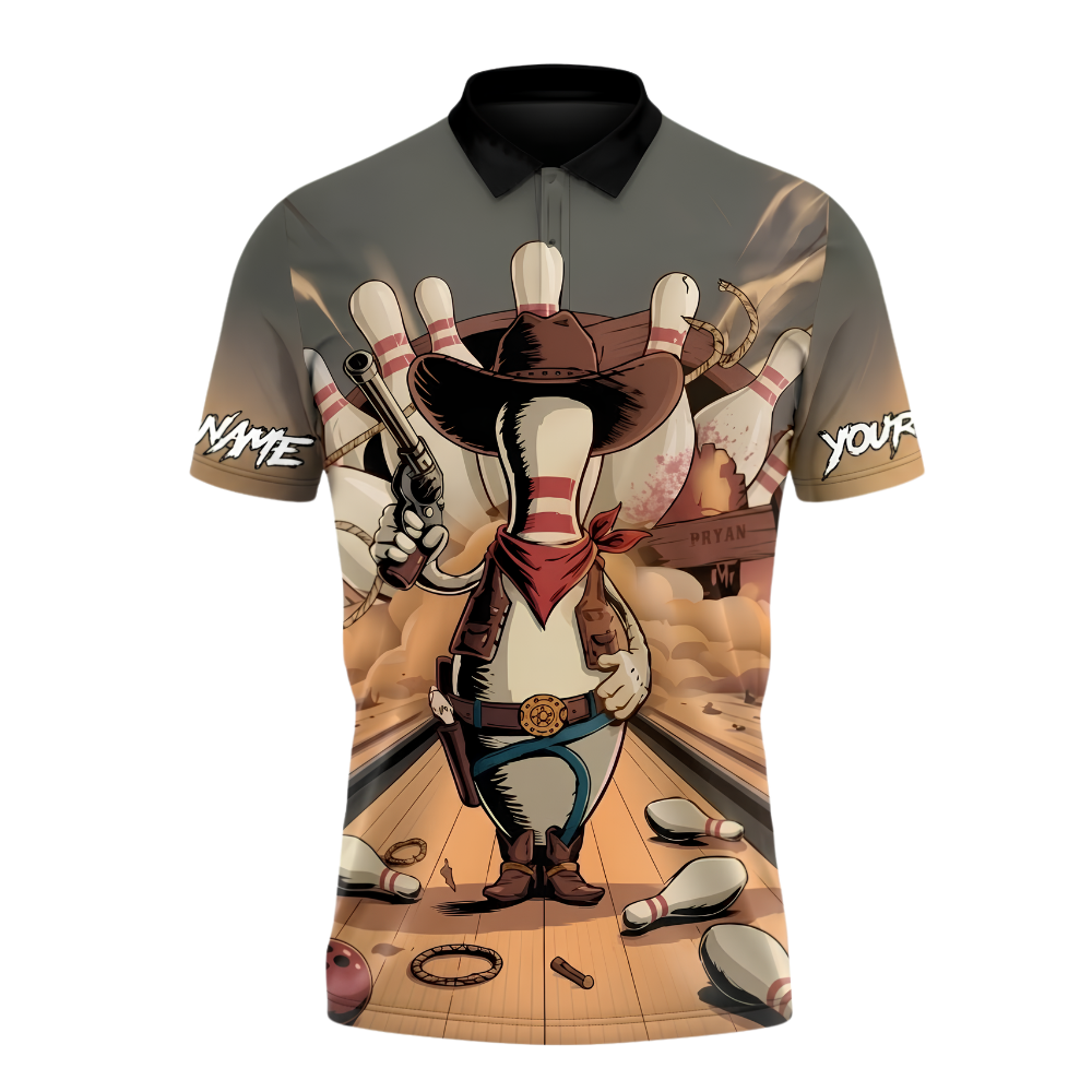 Custom The Pin Cowboy Bowling Polo Shirt For Men, Custom Cowboy Team Bowling Shirt BZ0992