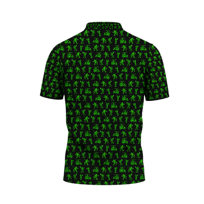 Neon Green Bigfoot Golf Polo Shirt For Men, Bigfoot Sasquatch Golf Shirts GZ0297
