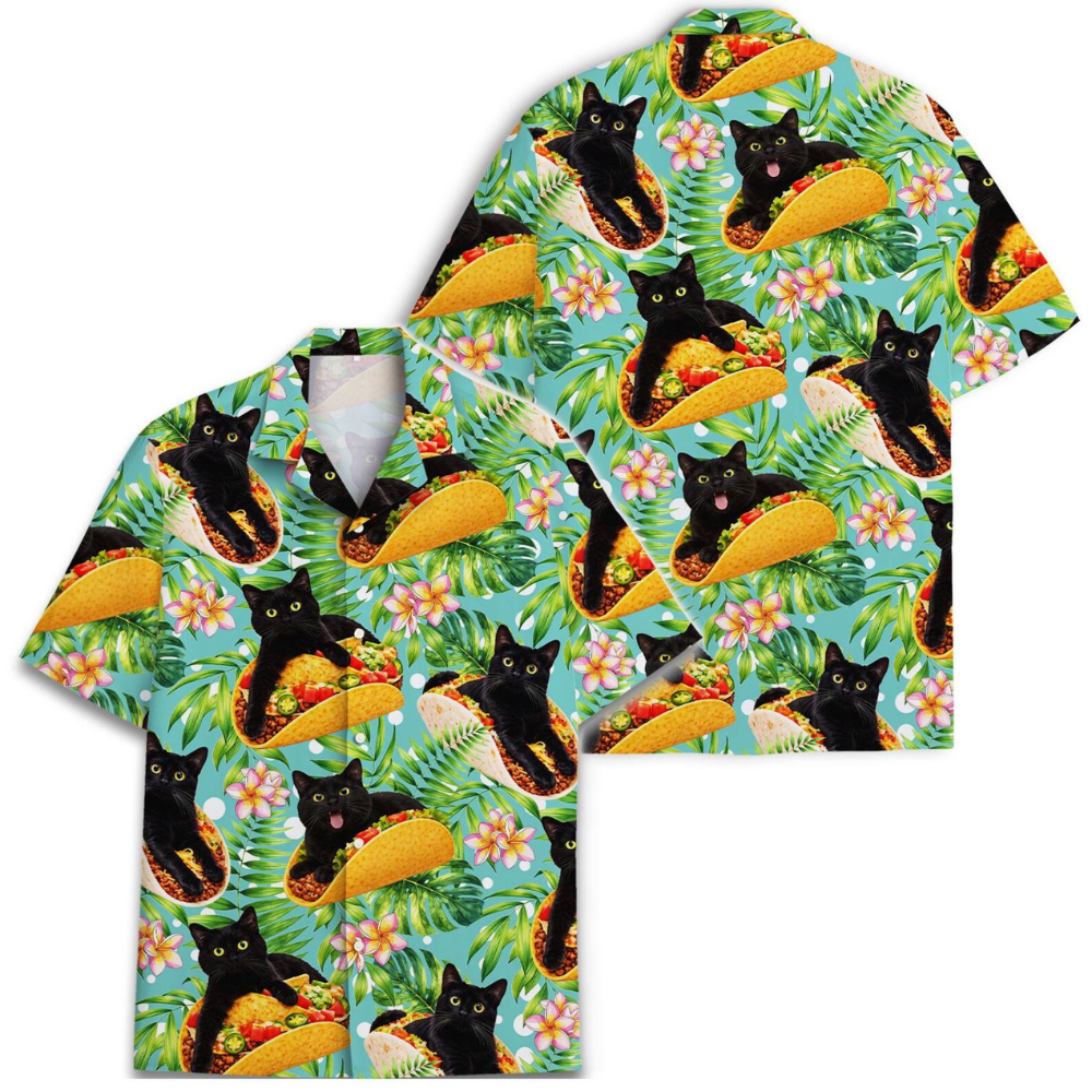 Cat Taco Tropical Hawaiian Shirt Men Women, Cat Mexcian Food Hawawiian Shirt HE0625