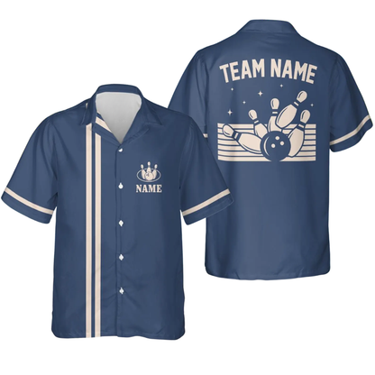 Custom Vintage Mens Sage Green Bowling Hawaiian Shirt, Custom Vintage Bowling Team Shirts BE0229