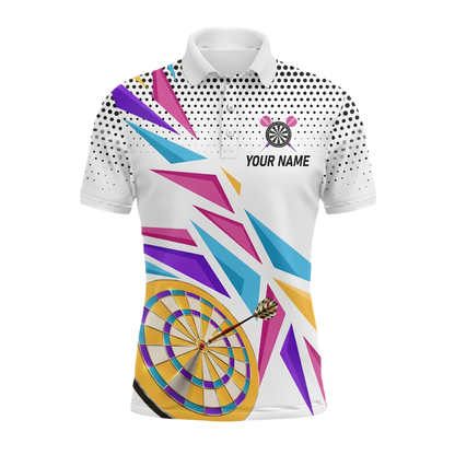 Custom Team Multicolor Geometric Darts Polo Shirt, Custom Mens Dart Shirt DZ0148