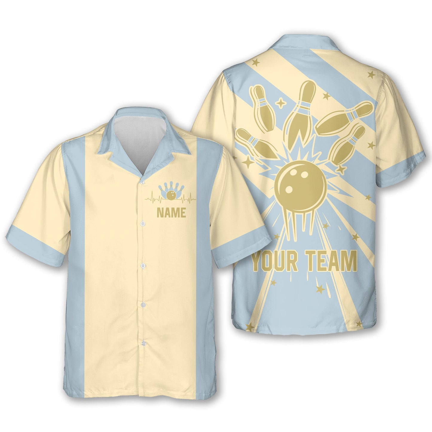 Custom Pink and Blue Retro Bowling Hawaiian Shirts For Men And Women, Custom Retro Bowling Team Shirts BE0053