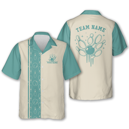 Custom Red And Beige Retro Hawaiian Bowling Shirt For Mens, Custom Retro Bowling Team Shirts HB0187