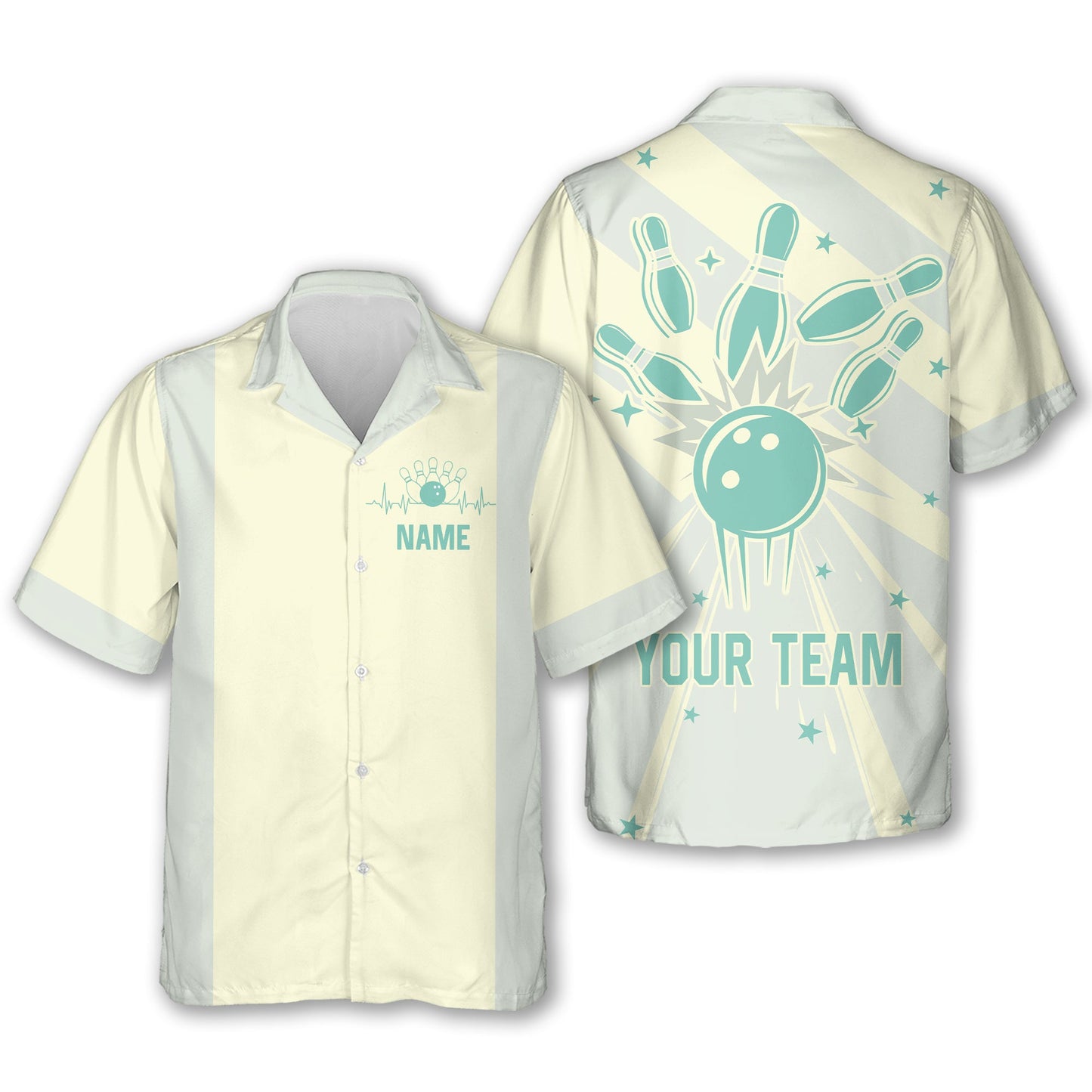 Custom Pink and Blue Retro Bowling Hawaiian Shirts For Men And Women, Custom Retro Bowling Team Shirts BE0053