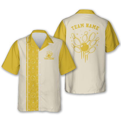 Custom Red And Beige Retro Hawaiian Bowling Shirt For Mens, Custom Retro Bowling Team Shirts HB0187