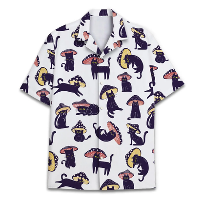Funny Cat Mushroom Hawaiian Shirt For Men Women, Cat Mushroom Hawaiian Shirt HE0726