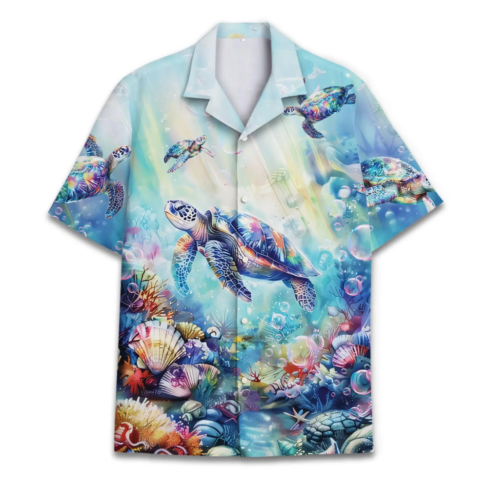 Turtle Galaxy Hawaiian Shirt Men Women, Turtle Ocean Hawaiian Shirt HE0733