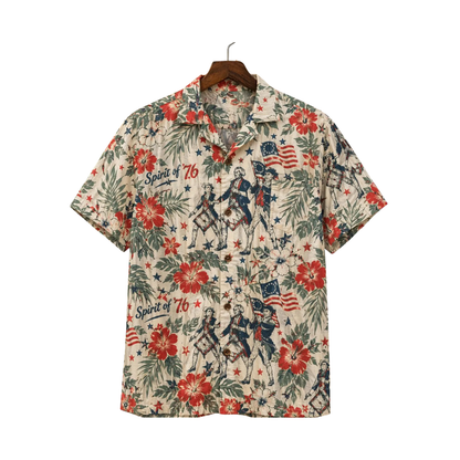 Vintage USA Flag Tropical Hawaiian Shirt Men Women, Vintage 4th Of July Hawaiian Shirts HE0273