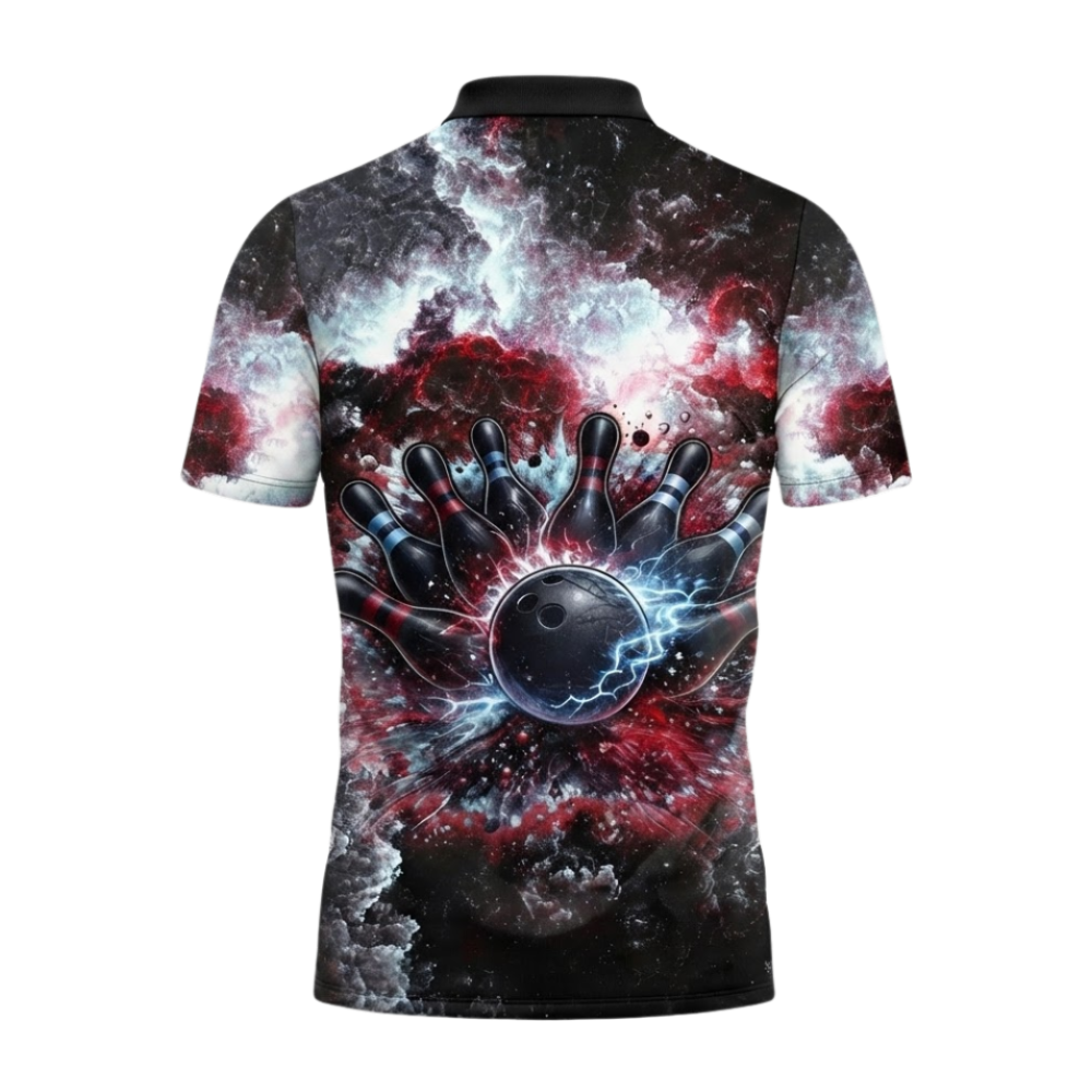Custom Team Thunder Smoke Red Bowling Polo Shirt Men, Custom Bowling Shirt BZ0798