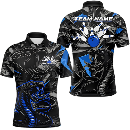 Custom Cobra Snake Mens Bowling Polo Shirt, Custom Snake Bowling Team Shirt BZ1009
