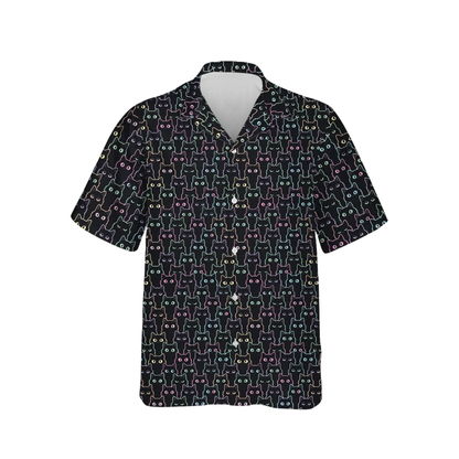 Neon Cat Pattern Hawaiian Shirt Men Women, Cat Hawaiian Shirt HE0659