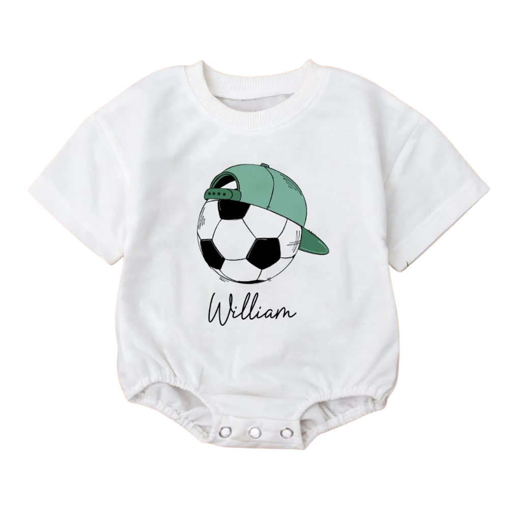 Custom Name Soccer Ball Baby Tshirt Bodysuit, Custom Soccer Baby Bodysuit BB0021