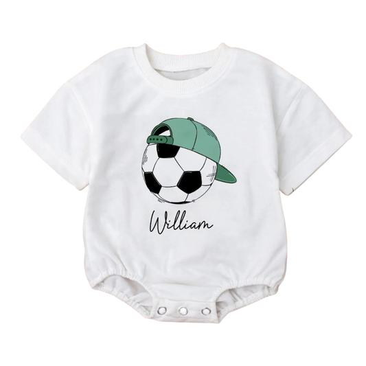 Custom Name Soccer Ball Baby Tshirt Bodysuit, Custom Soccer Baby Bodysuit BB0021