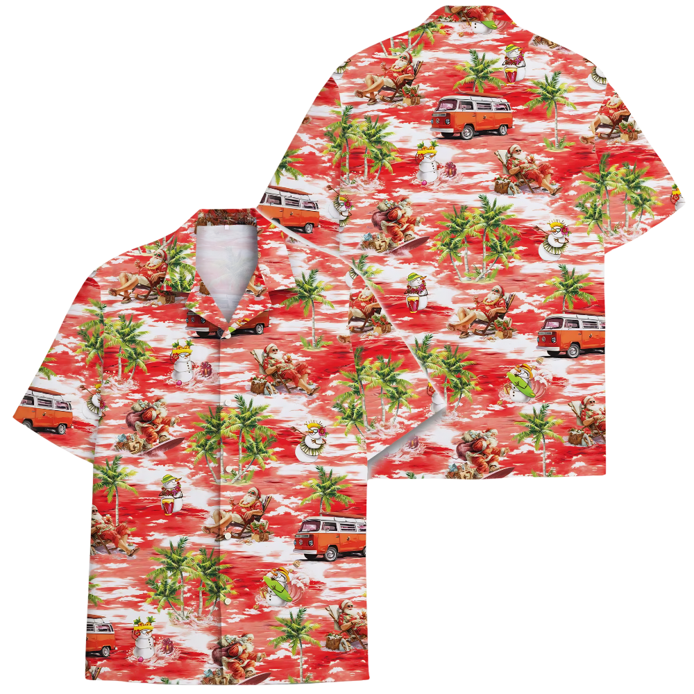Tropical Santa Beach Hawaiian Shirt, Christmas Aloha Shirt HE0854