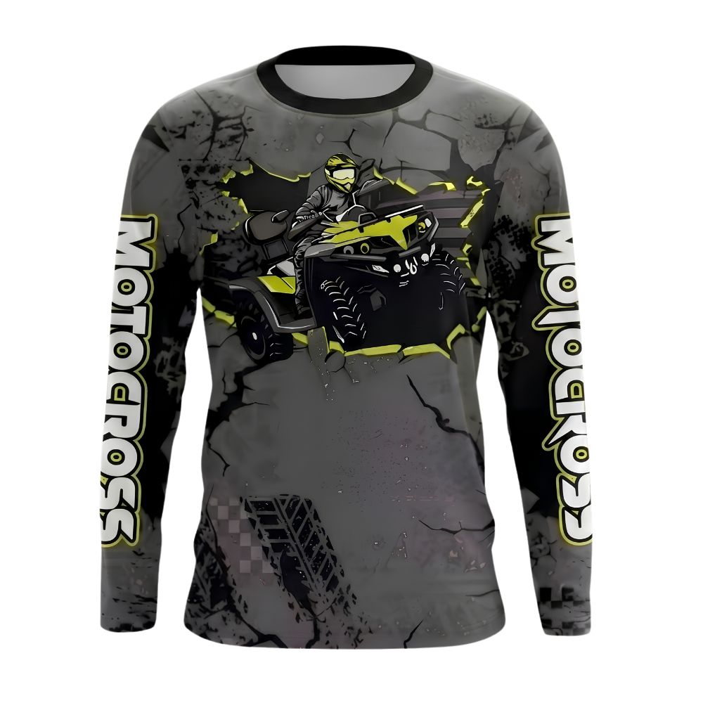 Custom ATV Rider Gray Motocross Long Sleeve Jersey For Men, Customized  ATV Dirt Bike Shirts MZ0148