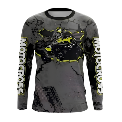 Custom ATV Rider Gray Motocross Long Sleeve Jersey For Men, Customized  ATV Dirt Bike Shirts MZ0148