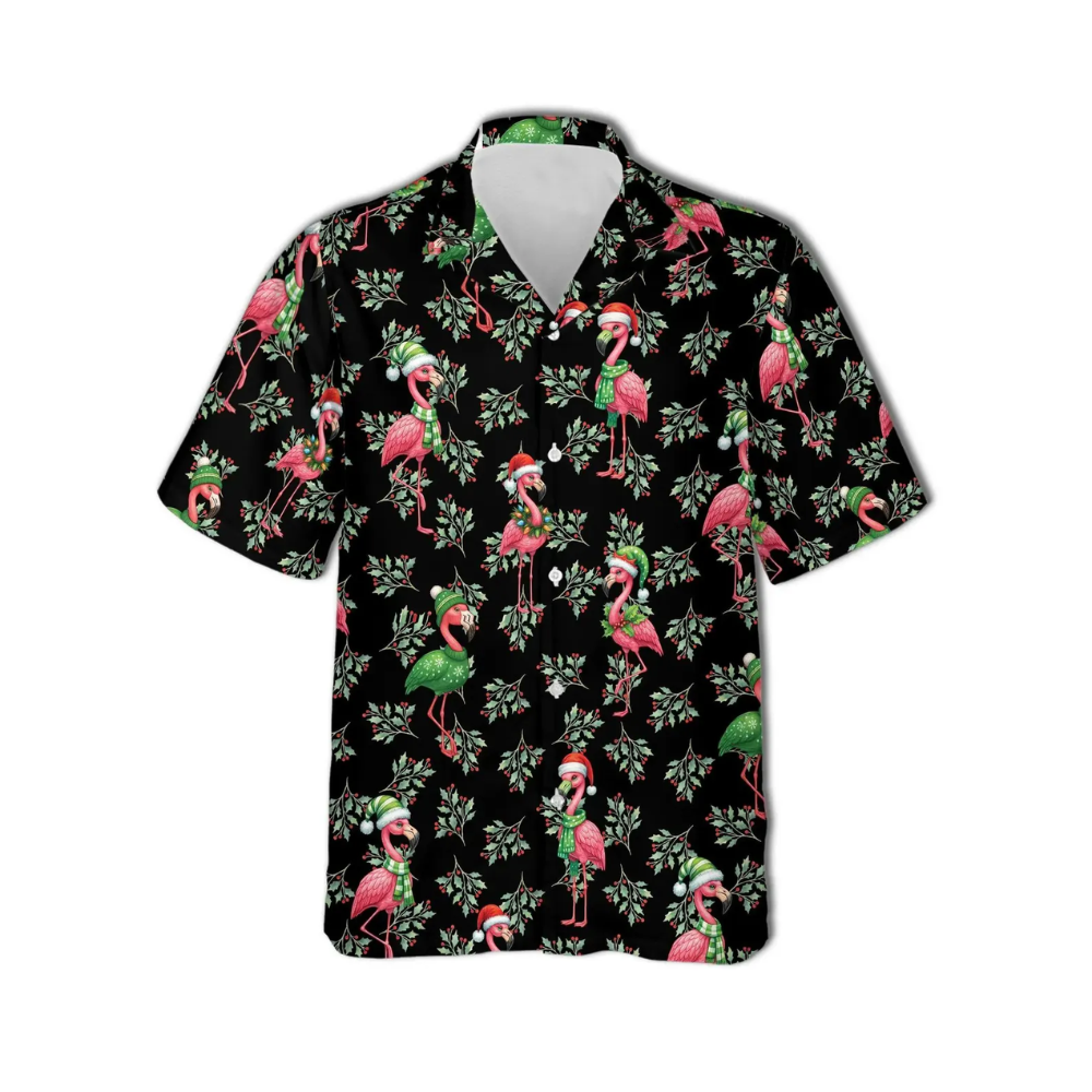 Flamingo Christmas Hawaiian Shirt For Men Women, Flamingo Lover Hawaiian Shirt For Christmas HE0775