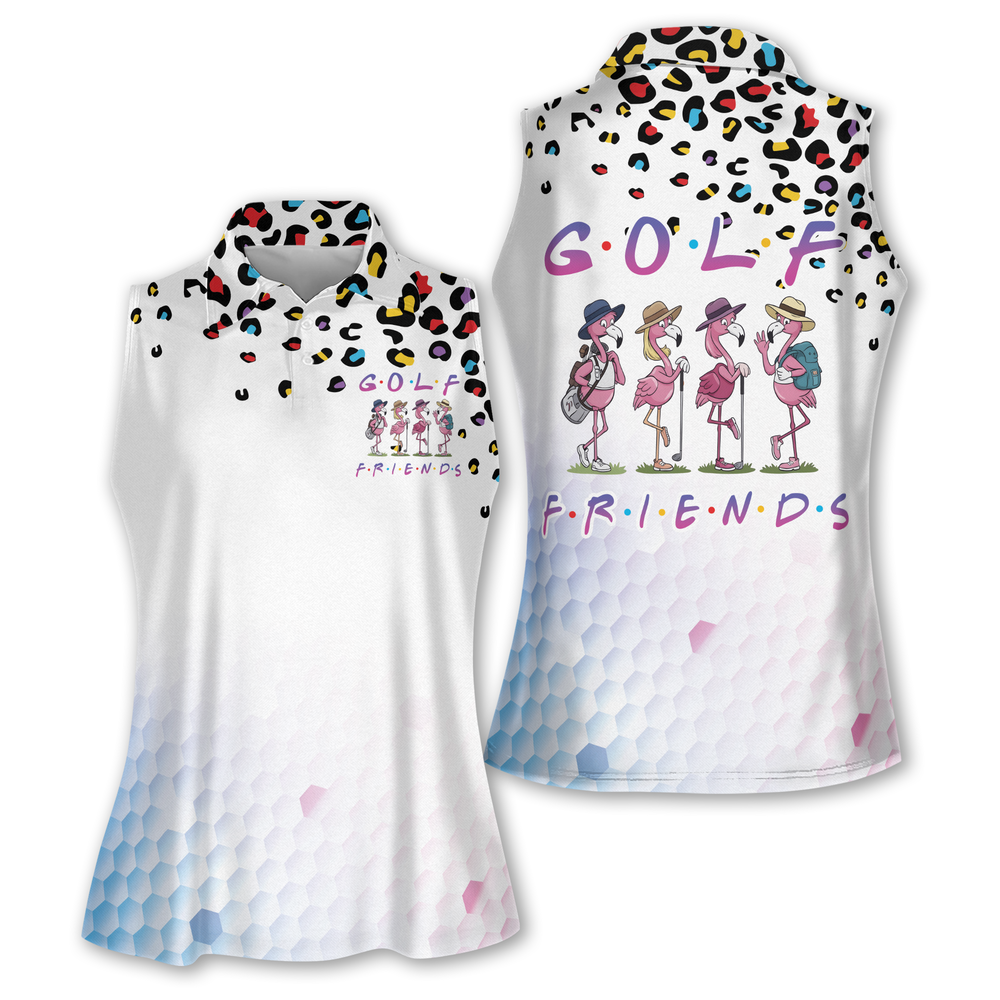 Women's Golf Friends Flamingo Sleeveless Golf Shirt, Flamingo Golf Team Shirts For Ladies GW0076