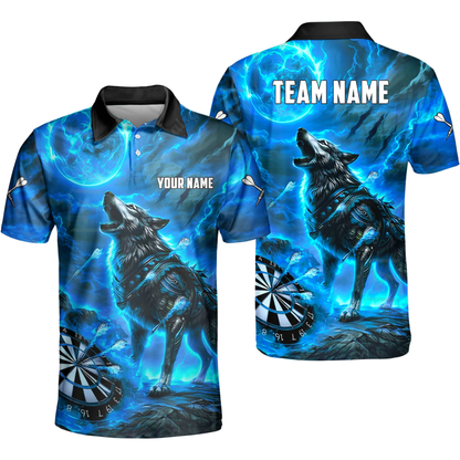 Custom Wolf Mens Dart Polo Shirt, Custom Wolf Darts Team Shirts DZ0101