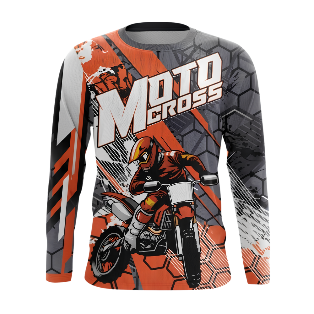Custom Grunge Hexagon Men's Motocross Long Sleeve Jersey, Custom Dirt Bike Shirts MZ0151