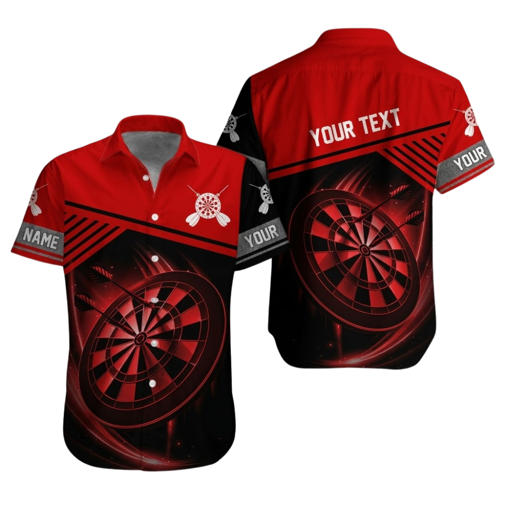 Custom Team Blue Black Dart Hawaiian Shirt Mens, Custom Dart Shirts DZ0106