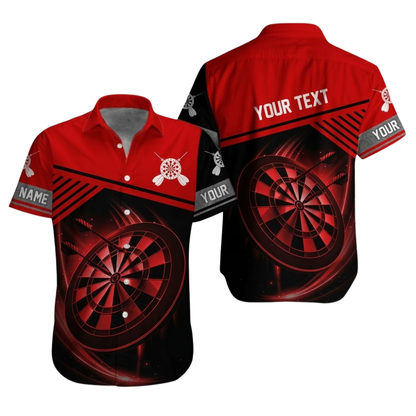 Custom Team Blue Black Dart Hawaiian Shirt Mens, Custom Dart Shirts DZ0106
