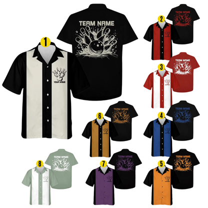 Custom Black Beige Retro Bowling Hawaiian Shirt For Men Women, Custom Retro Bowling Team Shirt BE0232