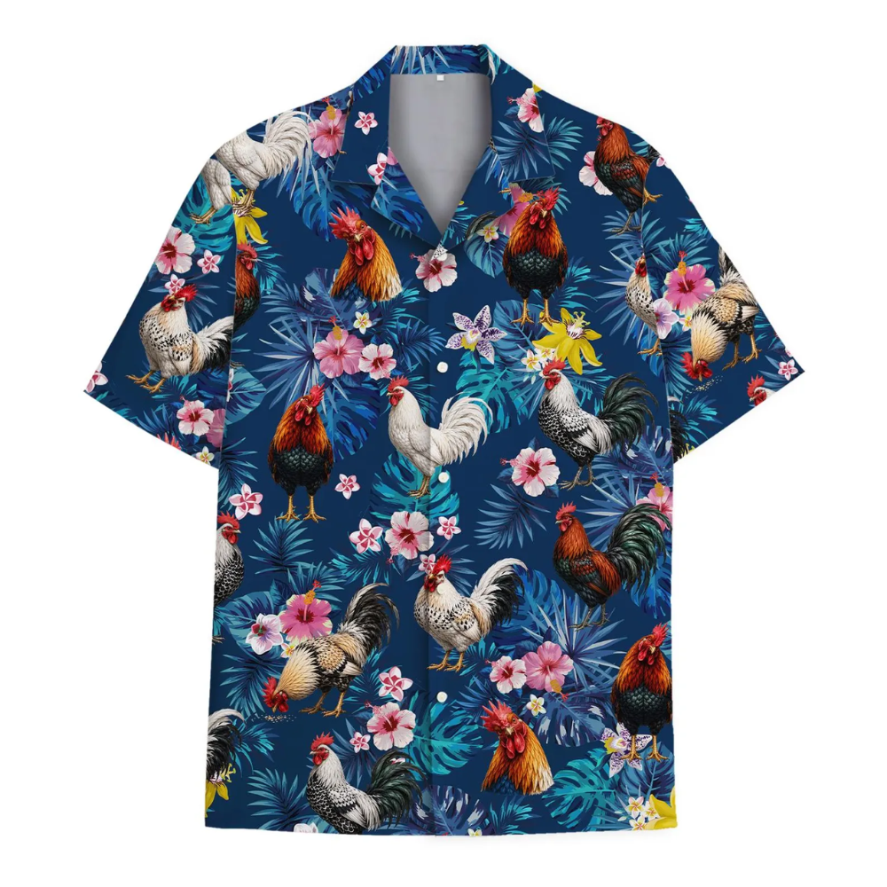 Chicken Rooster Tropical Hawaiian Shirt For Men, Rooster Lover Hawaiian Shirt HE0718