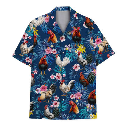 Chicken Rooster Tropical Hawaiian Shirt For Men, Rooster Lover Hawaiian Shirt HE0718
