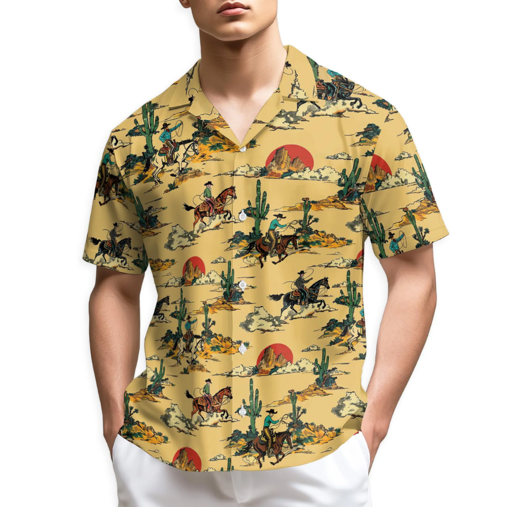 Cowboy Vintage Hawaiian Shirt For Men, Western Hawaiian Shirt HE0759
