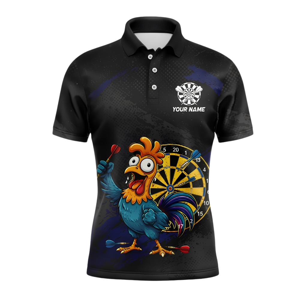 Custom Funny Rooster Dart Polo Shirt For Men, Custom Rooster Darts Team Shirt DZ0163