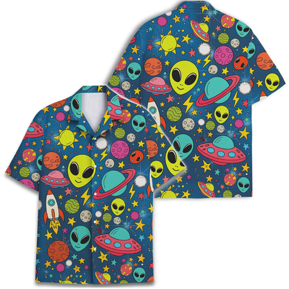 Alien Galaxy Hawaiian Shirt For Men And Women, Alien Space Lover Hawaiian Shirt HE0626