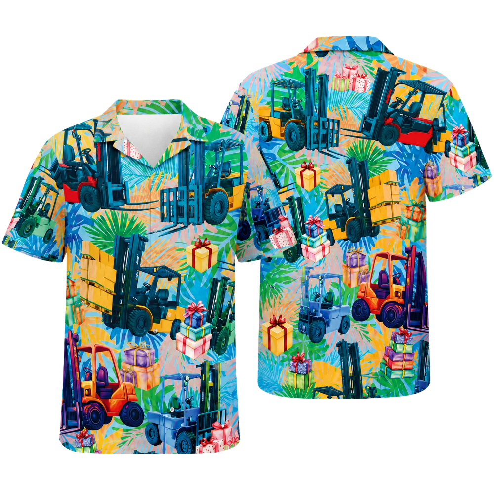 Tropical Forklift Hawaiian Shirt For Men, Forklift Hawaiian Shirt For Warehouse Worker HE0266