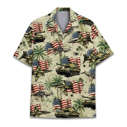 Tank American Flag Tropical Hawaiian Shirt, Vintage Tank Hawaiian Shirt For Veteran HE0739
