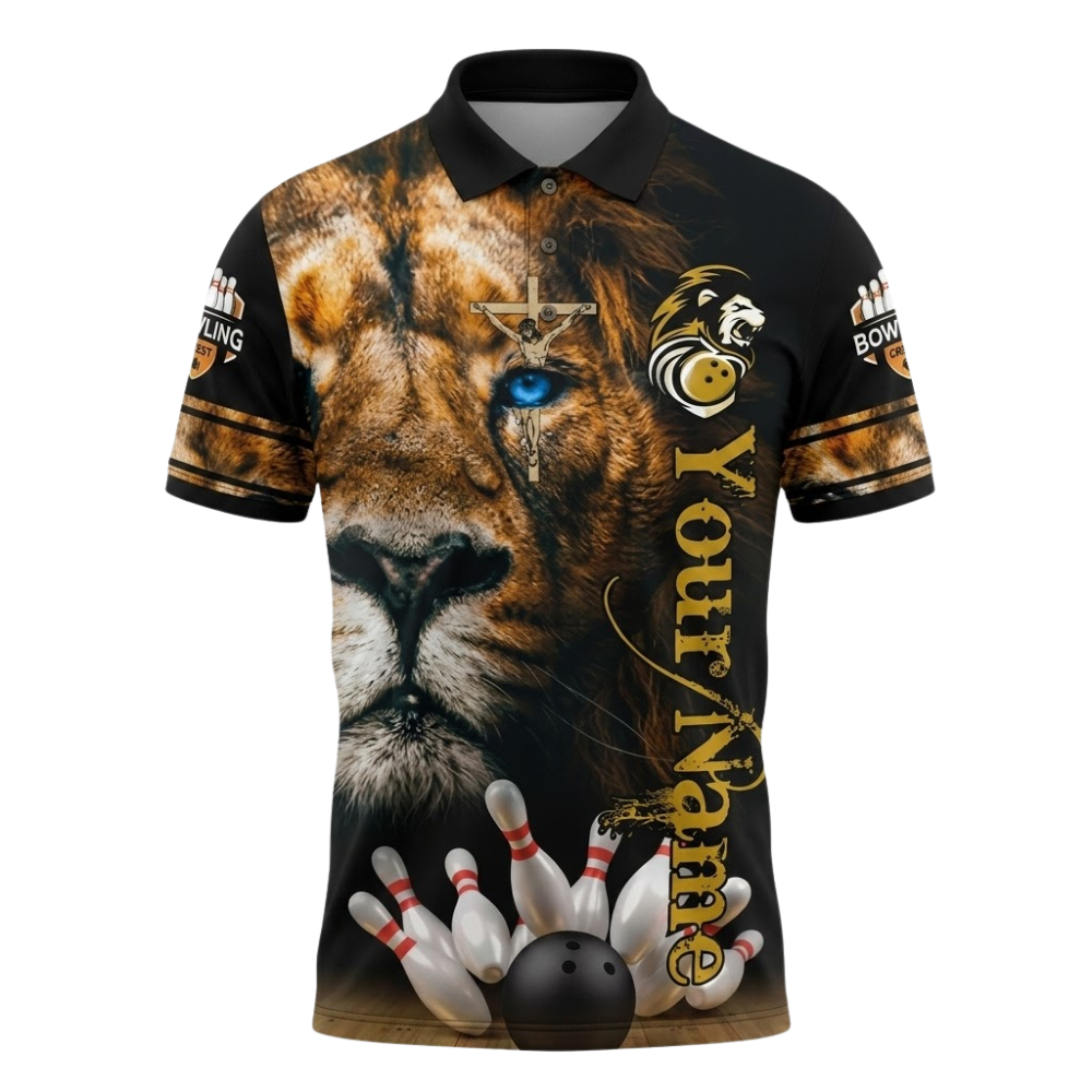 Custom Lion Bowling Polo Shirt For Men, Custom Lion Team Bowling Shirts BZ0839